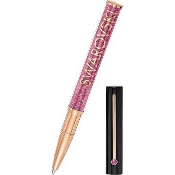 SWAROVSKI Rose Gold Crystalline Gloss Ballpoint Pen Pink Black - Picture 1 of 6